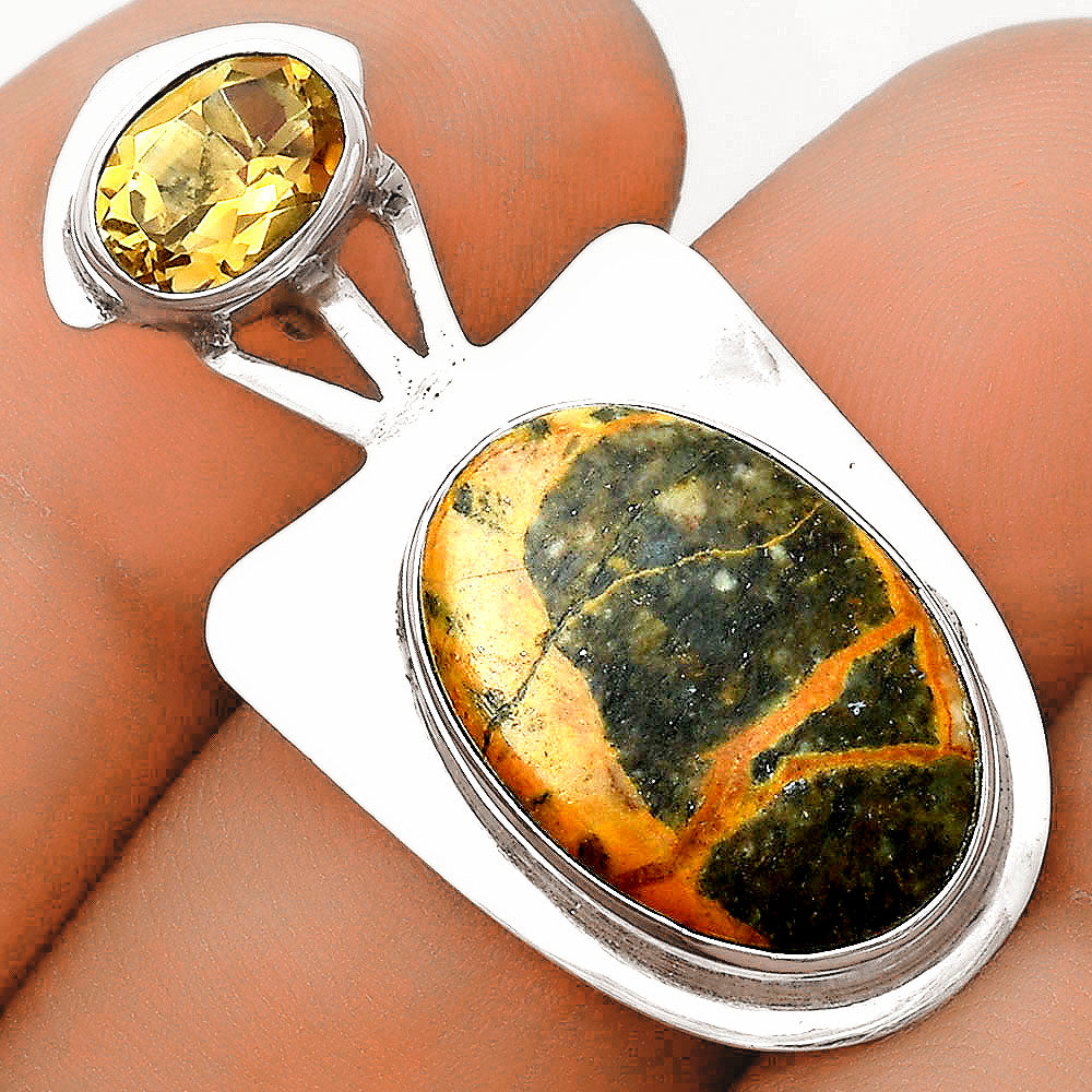 Moroccan Yellow Jacket Jasper & Citrine Pendant P-1662 SDP121103