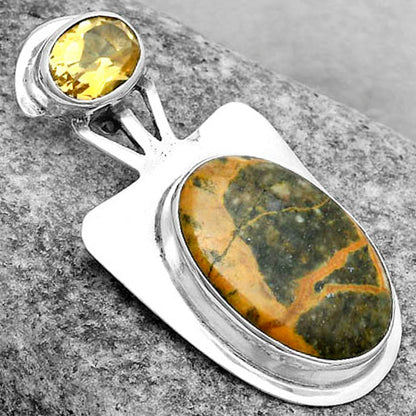 Moroccan Yellow Jacket Jasper & Citrine Pendant P-1662 SDP121103