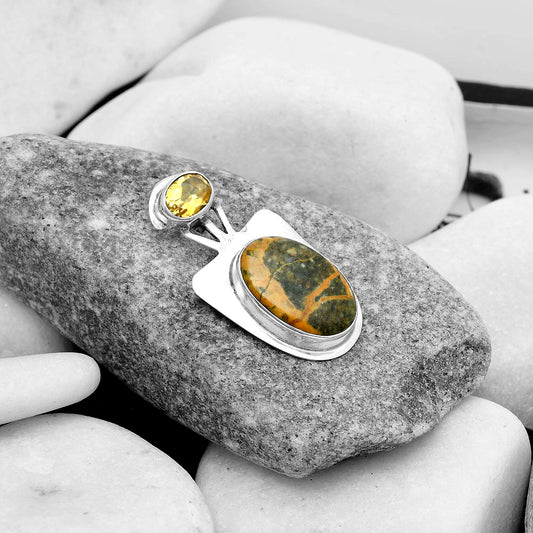 Moroccan Yellow Jacket Jasper & Citrine Pendant P-1662 SDP121103