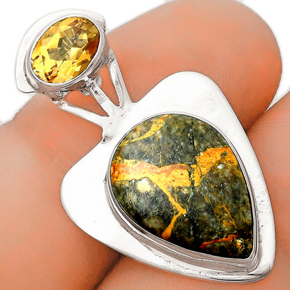 Moroccan Yellow Jacket Jasper & Citrine Pendant P-1662 SDP121105