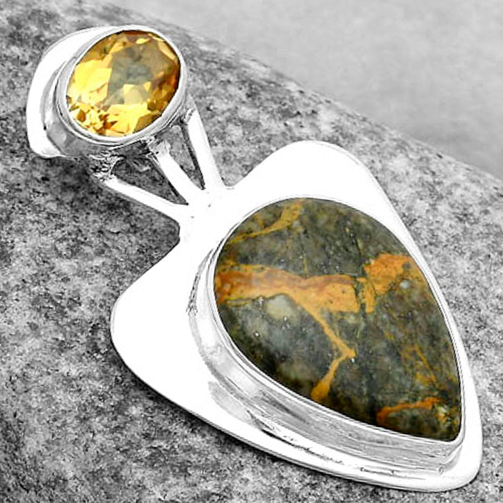 Moroccan Yellow Jacket Jasper & Citrine Pendant P-1662 SDP121105