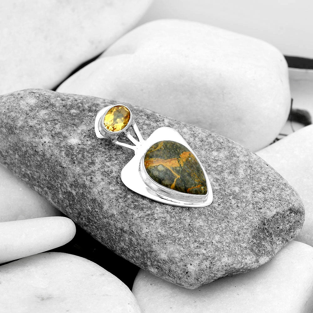 Moroccan Yellow Jacket Jasper & Citrine Pendant P-1662 SDP121105