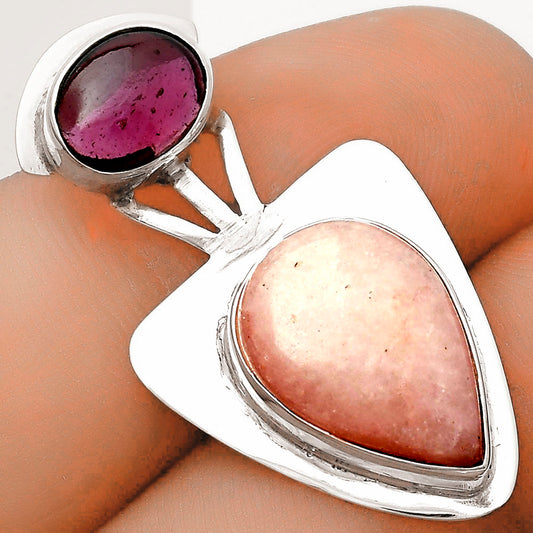 Natural Pink Scolecite & Garnet Pendant P-1662 SDP121107