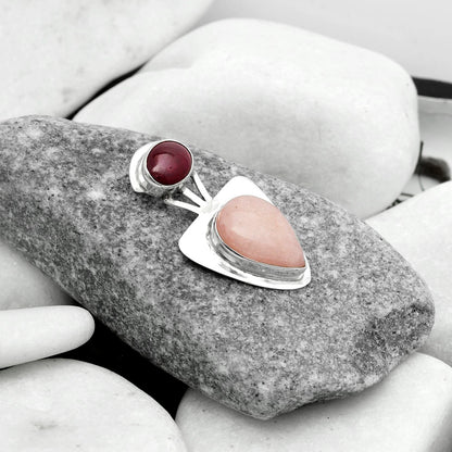 Natural Pink Scolecite & Garnet Pendant P-1662 SDP121107