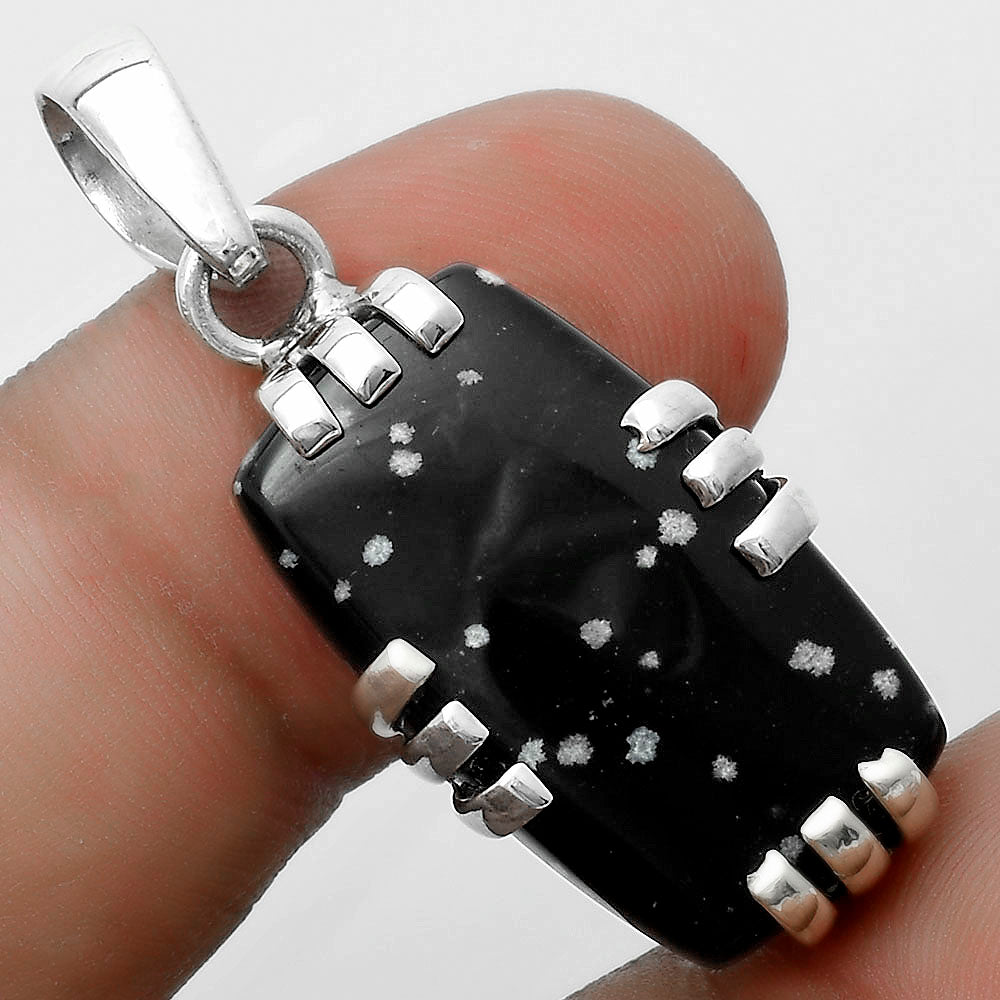 Natural Snow Flake Obsidian Pendant P-1564 SDP121131
