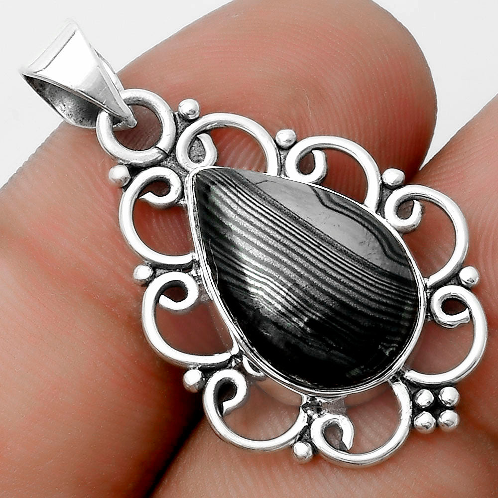 Crown Of Silver Psilomelane - Black Malachite Pendant P-1699 SDP121237
