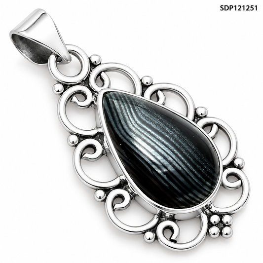Crown Of Silver Psilomelane - Black Malachite Pendant P-1699 SDP121251