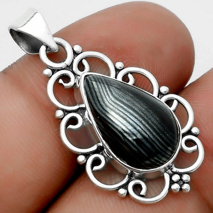 Crown Of Silver Psilomelane - Black Malachite Pendant P-1699 SDP121251