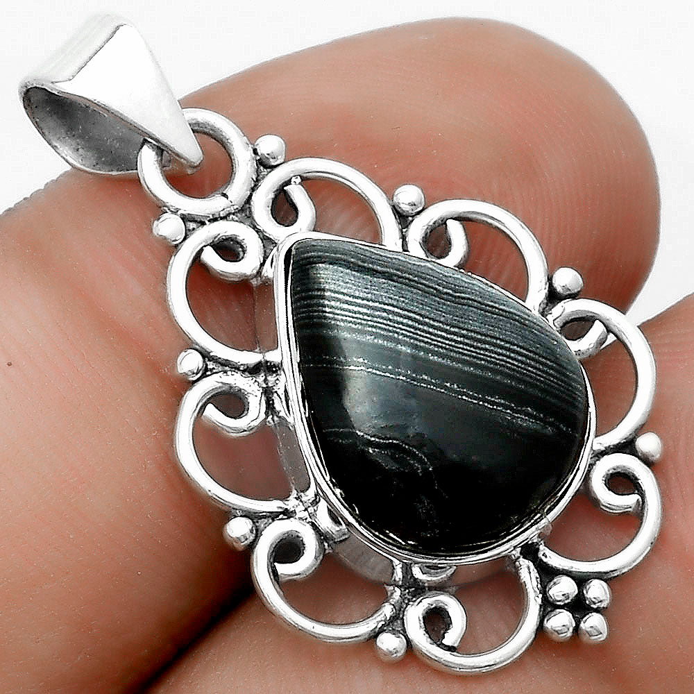 Crown Of Silver Psilomelane - Black Malachite Pendant P-1699 SDP121254