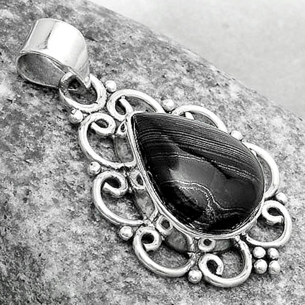 Crown Of Silver Psilomelane - Black Malachite Pendant P-1699 SDP121254