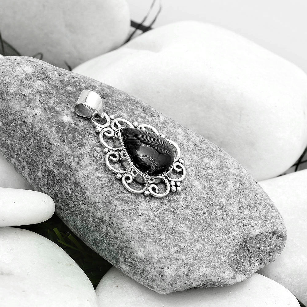 Crown Of Silver Psilomelane - Black Malachite Pendant P-1699 SDP121254