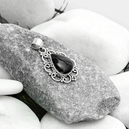 Crown Of Silver Psilomelane - Black Malachite Pendant P-1699 SDP121254