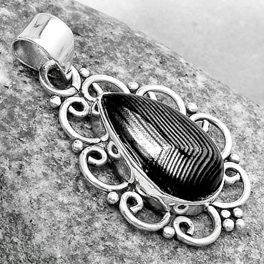 Crown Of Silver Psilomelane - Black Malachite Pendant P-1699 SDP121255