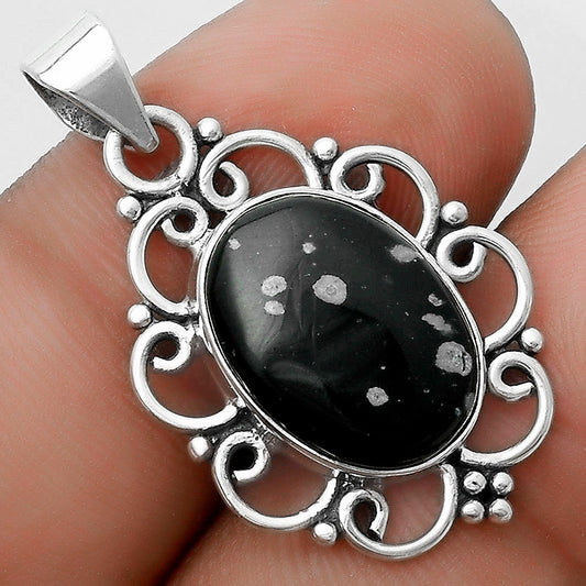 Natural Snow Flake Obsidian Pendant P-1699 SDP121259