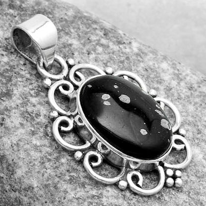 Natural Snow Flake Obsidian Pendant P-1699 SDP121259