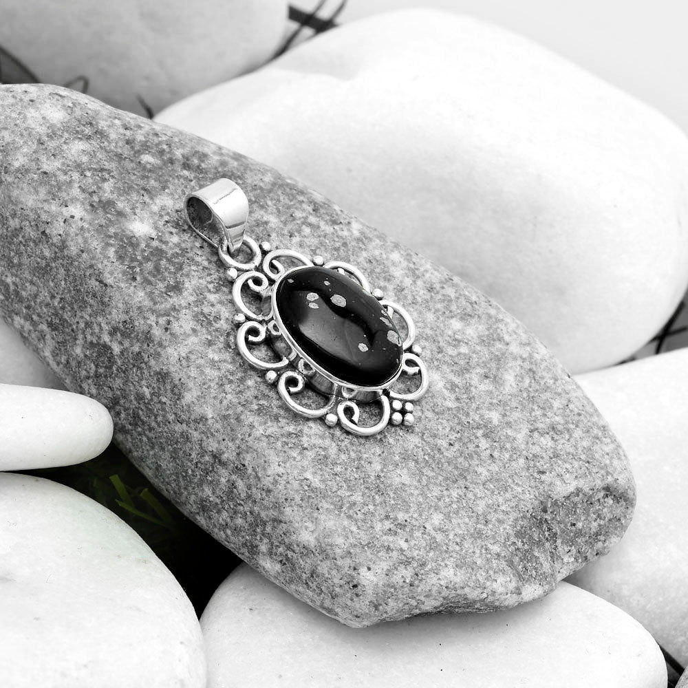 Natural Snow Flake Obsidian Pendant P-1699 SDP121259