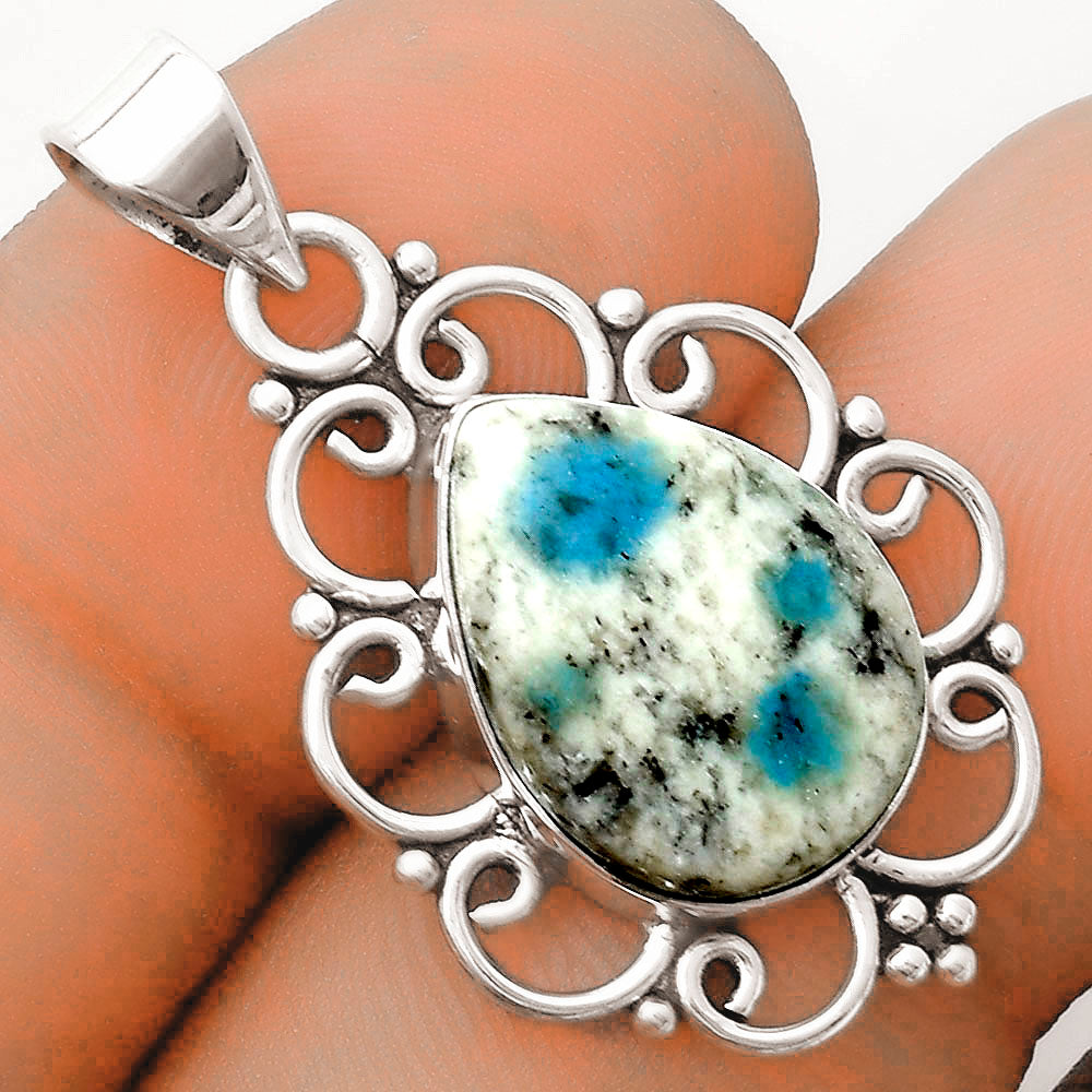 Natural K2 Blue - Azurite In Quartz Pendant P-1699 SDP121264