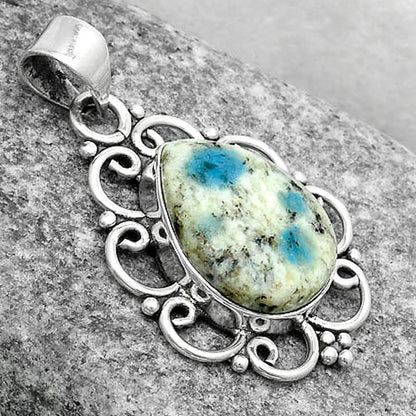 Natural K2 Blue - Azurite In Quartz Pendant P-1699 SDP121264