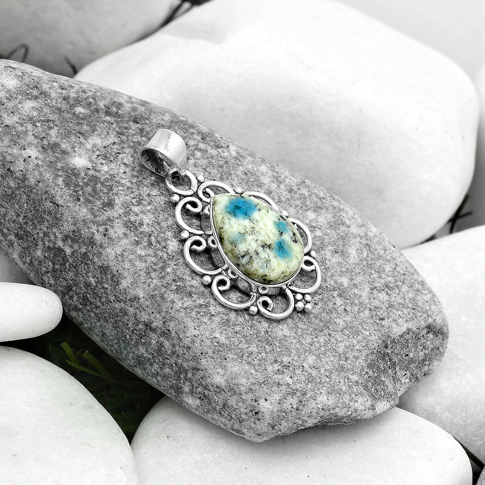 Natural K2 Blue - Azurite In Quartz Pendant P-1699 SDP121264