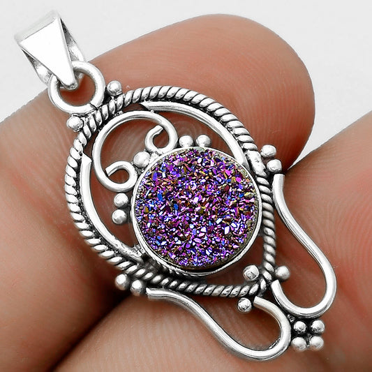Natural Titanium Druzy Pendant P-1681 SDP121297