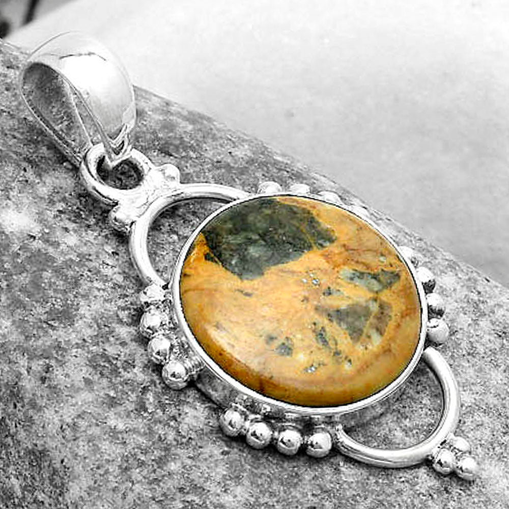 Natural Moroccan Yellow Jacket Jasper Pendant P-1639 SDP121383