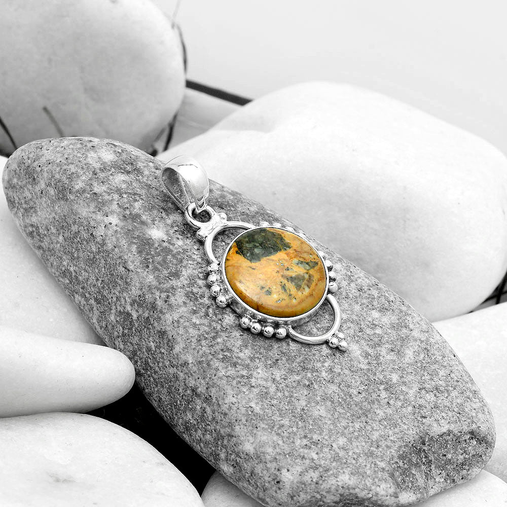 Natural Moroccan Yellow Jacket Jasper Pendant P-1639 SDP121383