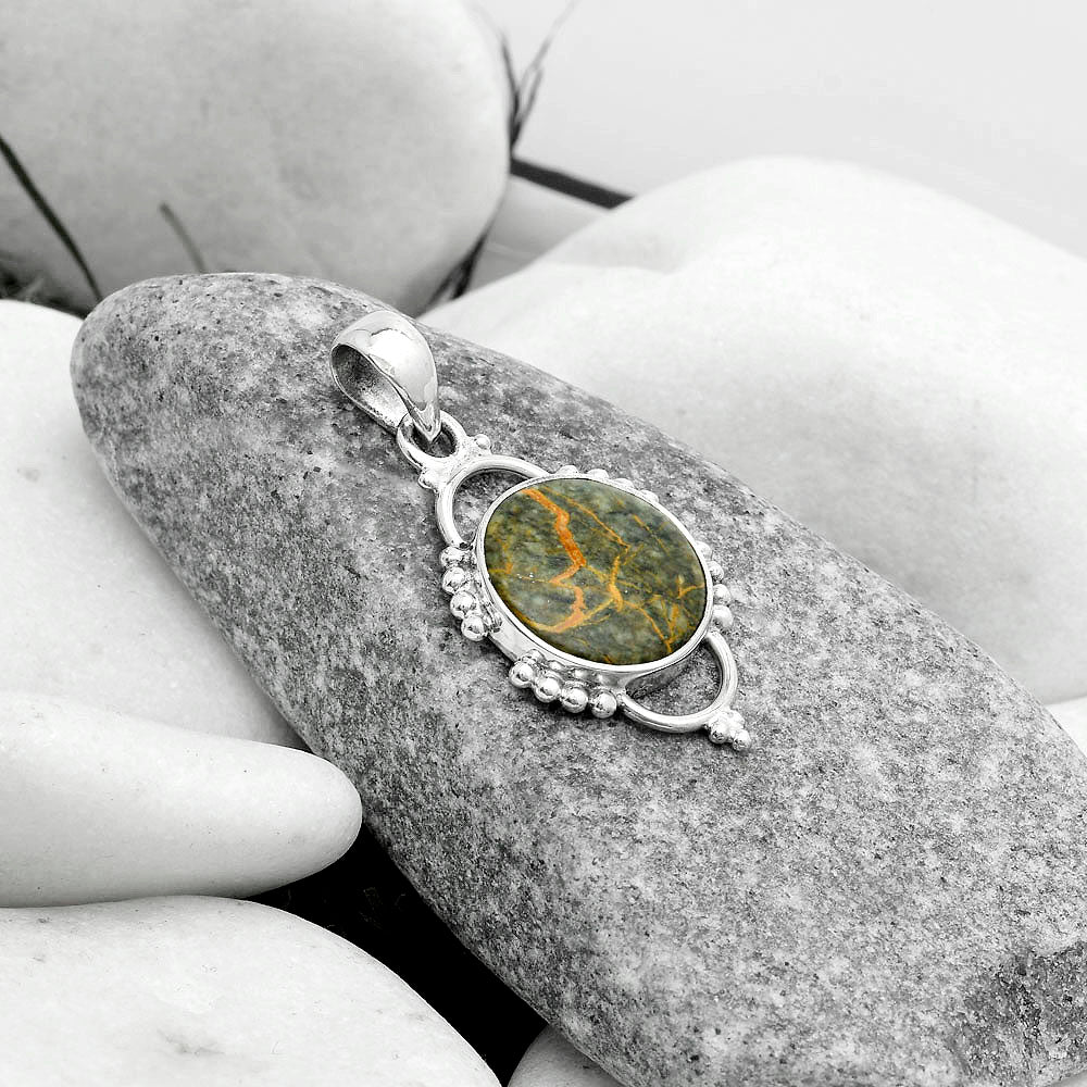 Natural Moroccan Yellow Jacket Jasper Pendant P-1639 SDP121387