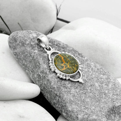 Natural Moroccan Yellow Jacket Jasper Pendant P-1639 SDP121387