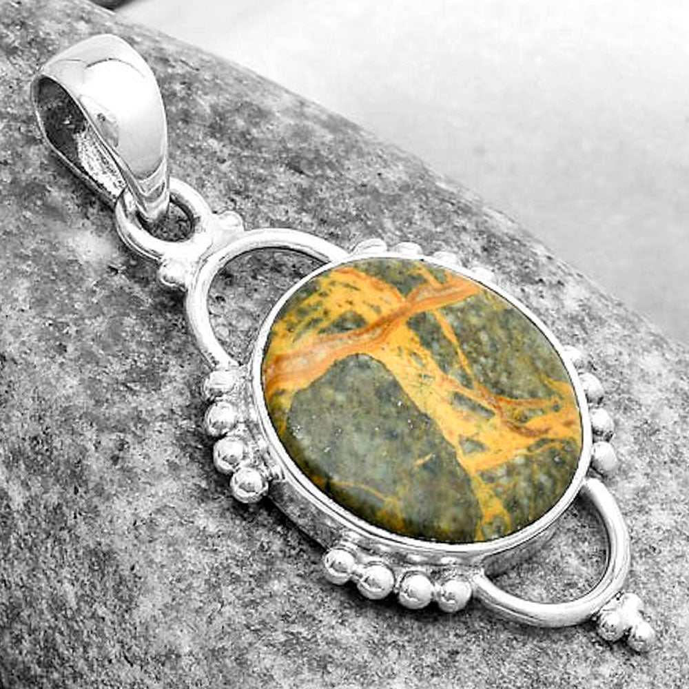 Natural Moroccan Yellow Jacket Jasper Pendant P-1639 SDP121402