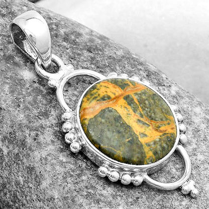 Natural Moroccan Yellow Jacket Jasper Pendant P-1639 SDP121402