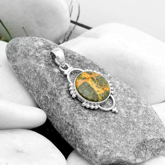 Natural Moroccan Yellow Jacket Jasper Pendant P-1639 SDP121402