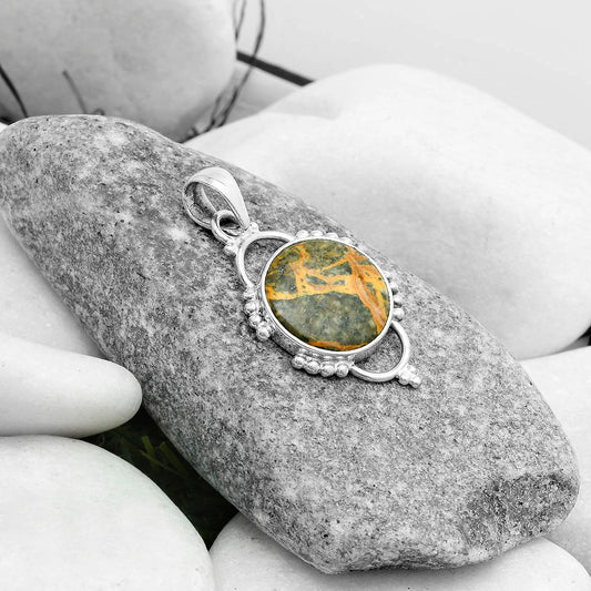 Natural Moroccan Yellow Jacket Jasper Pendant P-1639 SDP121406