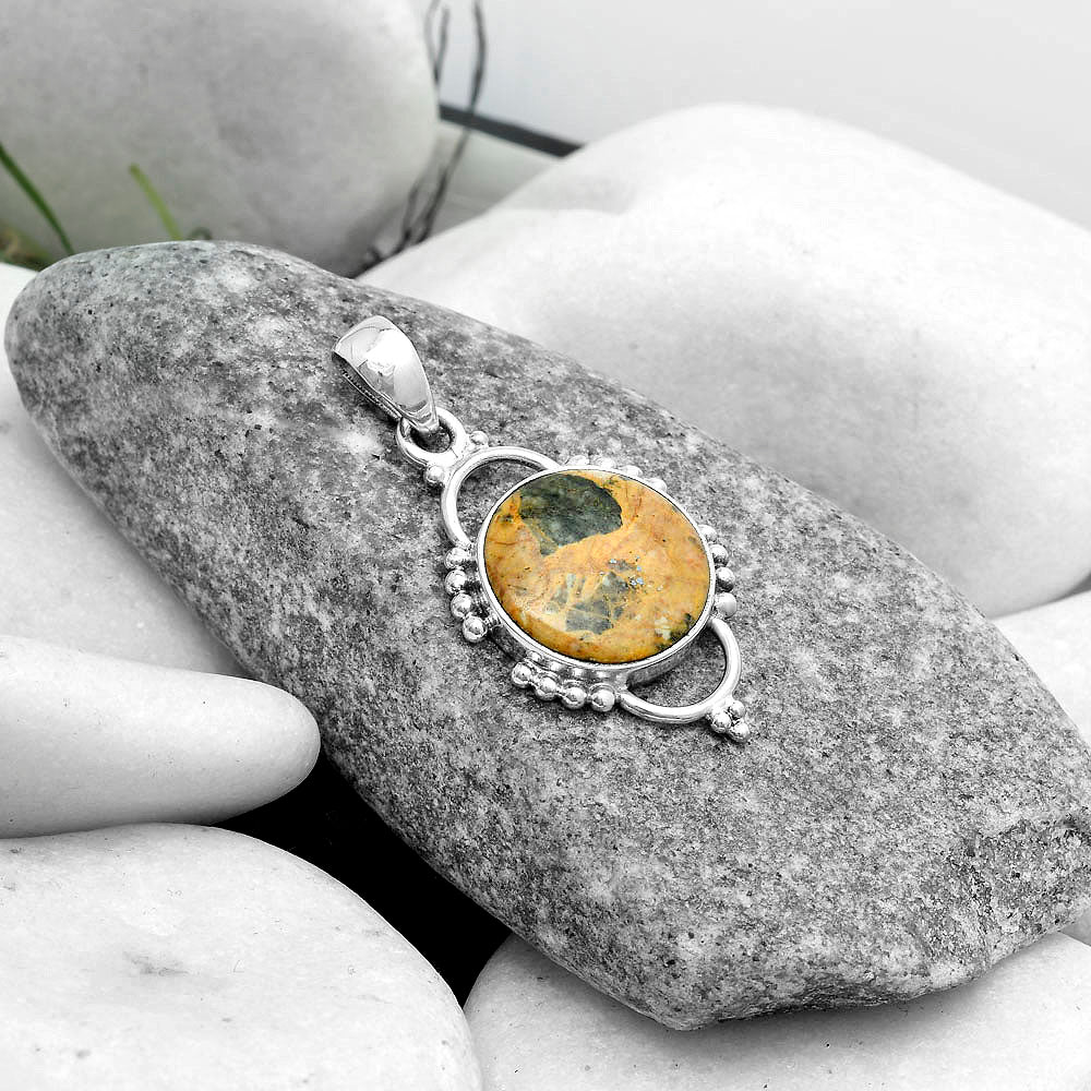 Natural Moroccan Yellow Jacket Jasper Pendant P-1639 SDP121407