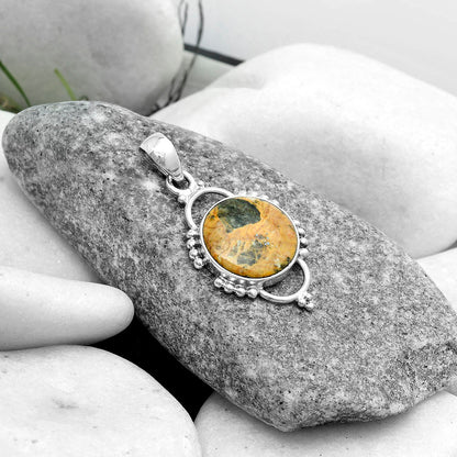 Natural Moroccan Yellow Jacket Jasper Pendant P-1639 SDP121407