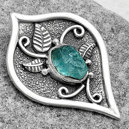 Natural Aqua Apatite Rough Madagascar Pendant P-1707 SDP121424