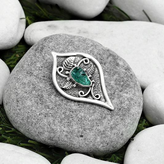 Natural Aqua Apatite Rough Madagascar Pendant P-1707 SDP121435