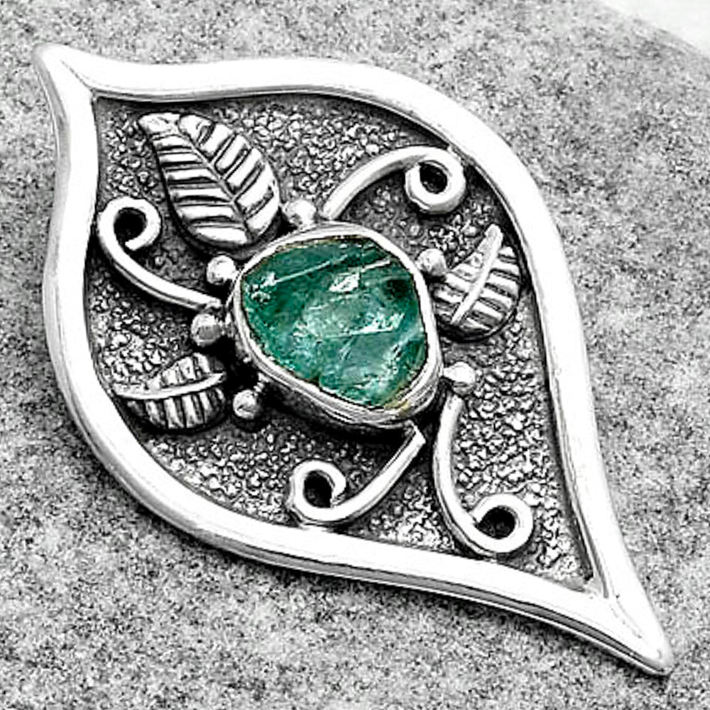 Natural Aqua Apatite Rough Madagascar Pendant P-1707 SDP121458