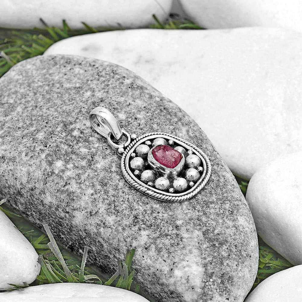 Bali Design - Pink Tourmaline Rough Pendant P-1713 SDP121519
