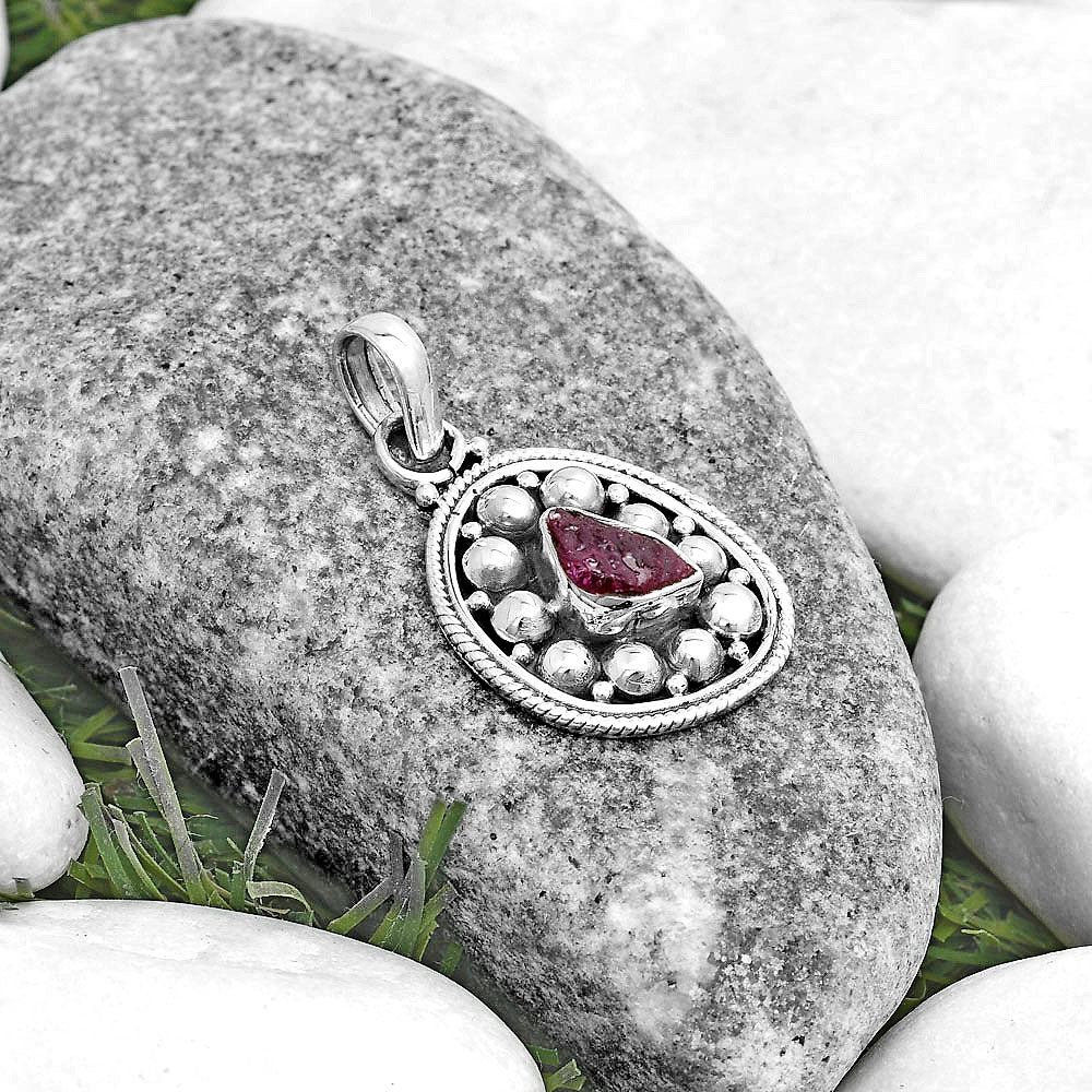 Bali Design - Pink Tourmaline Rough Pendant P-1713 SDP121527