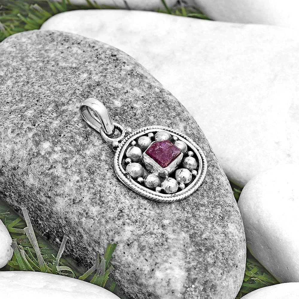 Bali Design - Pink Tourmaline Rough Pendant P-1713 SDP121530