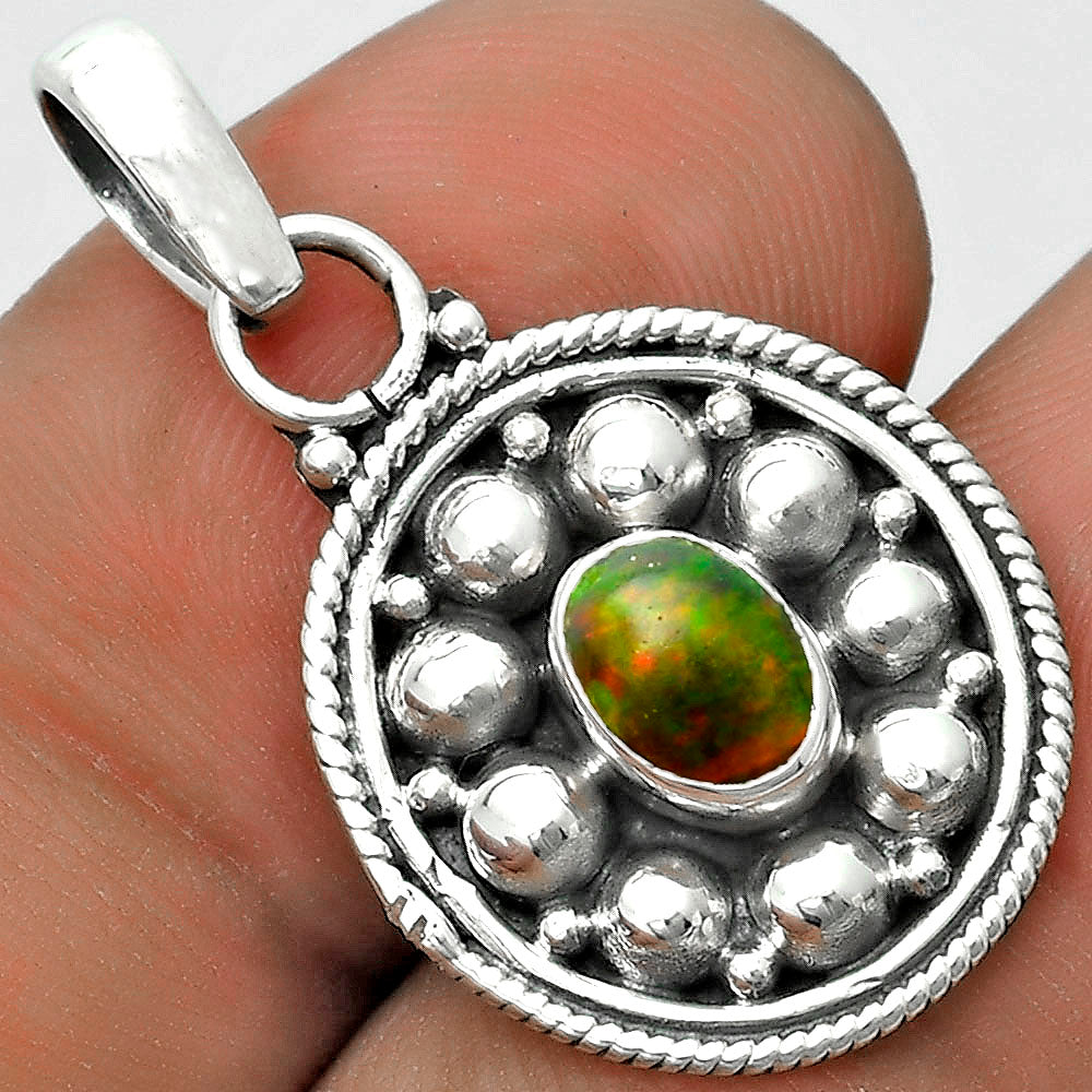 Bali Design - Black Ethiopian Opal Pendant P-1713 SDP121532