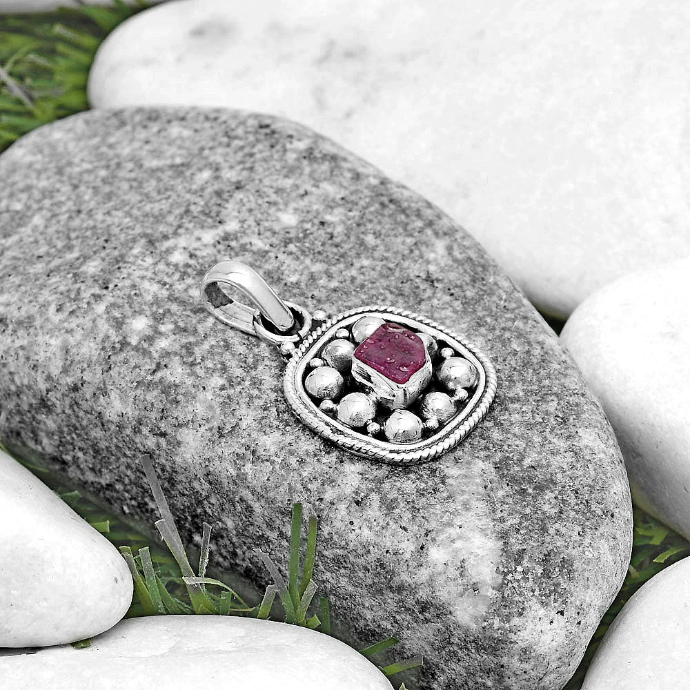 Bali Design - Pink Tourmaline Rough Pendant P-1713 SDP121543