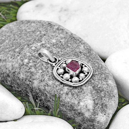 Bali Design - Pink Tourmaline Rough Pendant P-1713 SDP121543