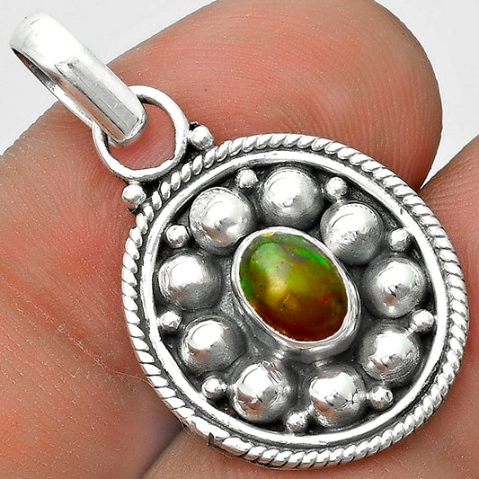 Bali Design - Black Ethiopian Opal Pendant P-1713 SDP121558