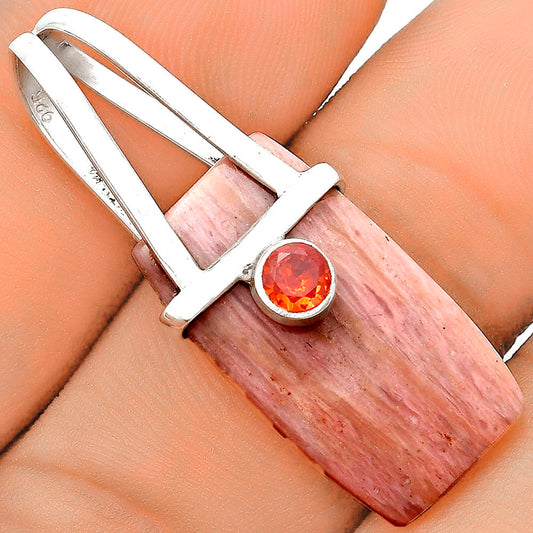 Natural Pink Tulip Quartz & Garnet Pendant P-1563 SDP121564