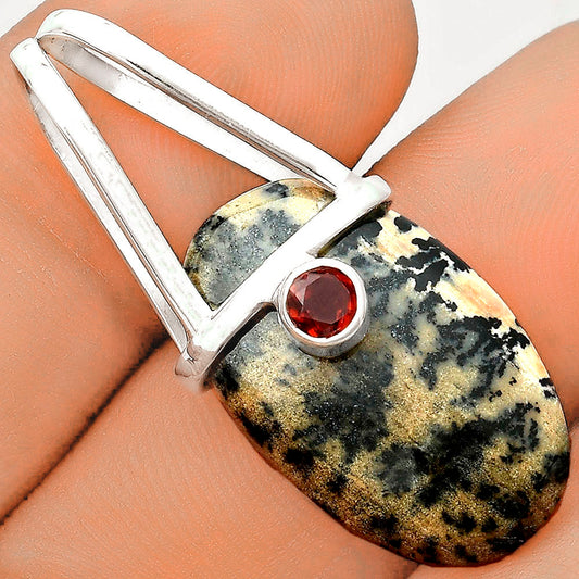 Russian Honey Dendrite Opal & Garnet Pendant P-1563 SDP121574