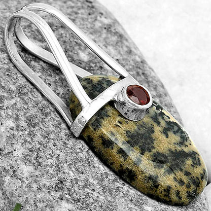 Russian Honey Dendrite Opal & Garnet Pendant P-1563 SDP121574