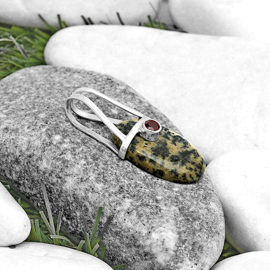 Russian Honey Dendrite Opal & Garnet Pendant P-1563 SDP121574