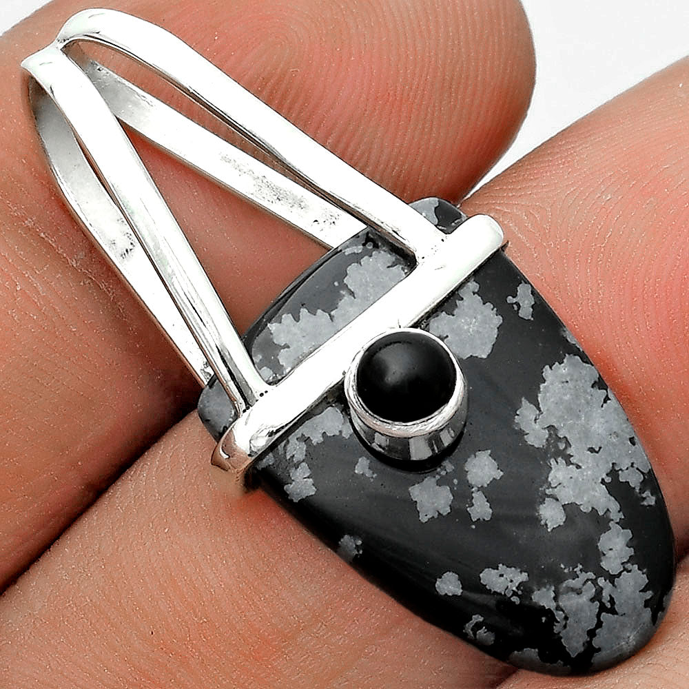 Snow Flake Obsidian & Black Onyx Pendant P-1563 SDP121588