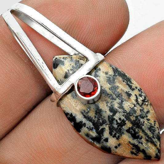 Russian Honey Dendrite Opal & Garnet Pendant P-1563 SDP121590